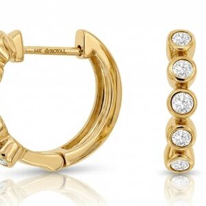 Single 14K Gold Hoop Earrings with Bezel-Set natural Diamonds